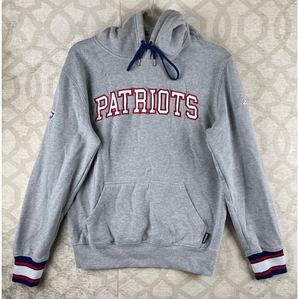 NFL New England Patriots Men S Gray Embroidered Pullover Hoodie Cotton